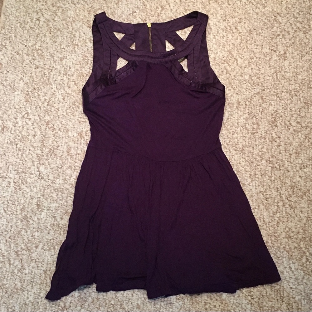 SILENCE + NOISE Purple Mini Strappy Zip-up Dress Size M